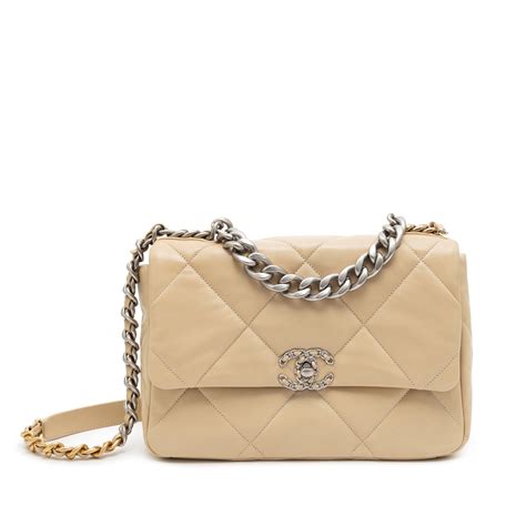 chanel 19 large beige|Chanel 19 beige small.